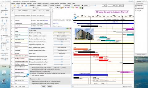 nouvelle possibilité d'afficher un s pour le mode semaine des plannings annuels dans le logiciel de planning de chantier Mac et PC Faberplan v18.03